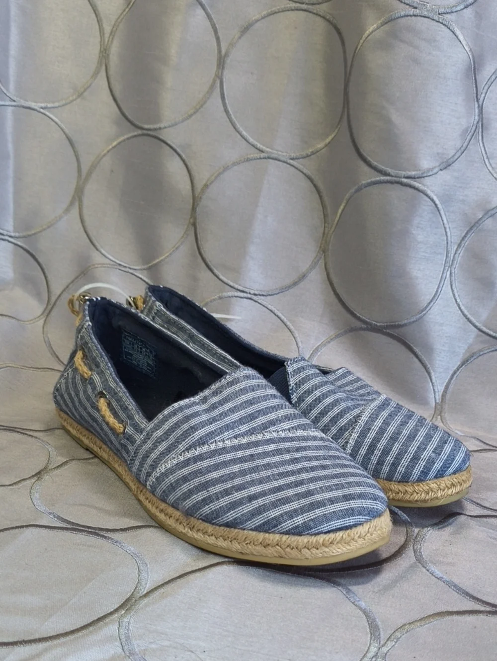 Nautica Blue and White Striped Slip-On Espadrille AB